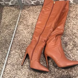 Brown thigh high boots